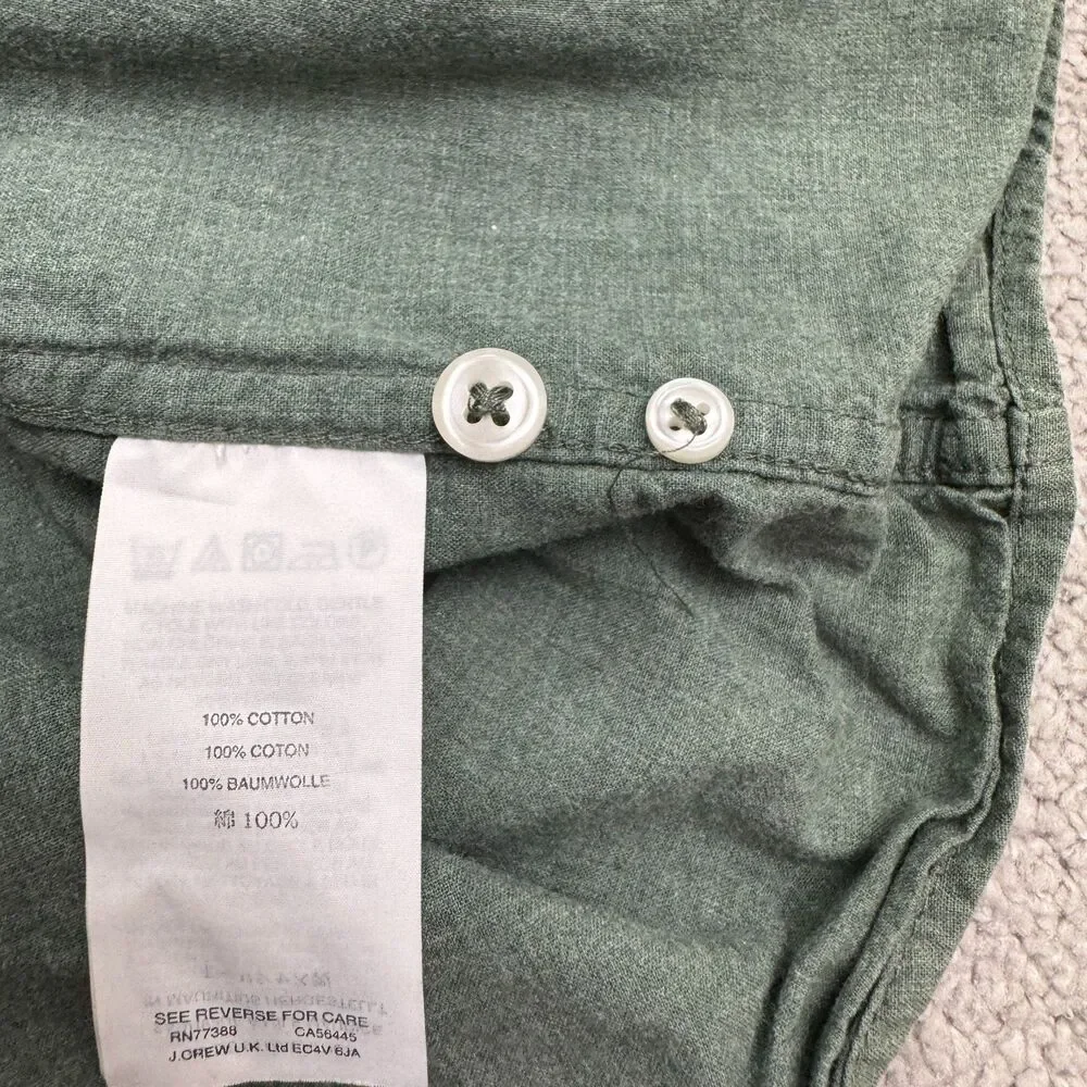 J.Crew Slim Fit Long Sleeve Button Down Shirt Large Olive Green Washed Cotton